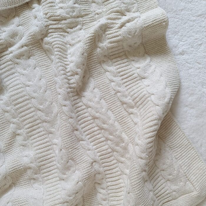 Welsoftlu Saç Örgü Bej Battaniye - Görsel 3