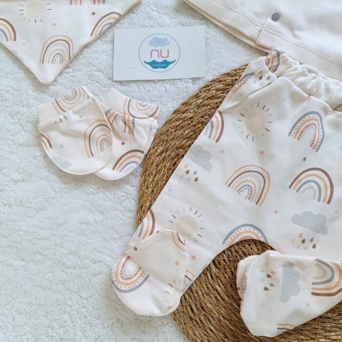 Gökkuşağı Desenli Hastane Çıkış Seti - Görsel 3