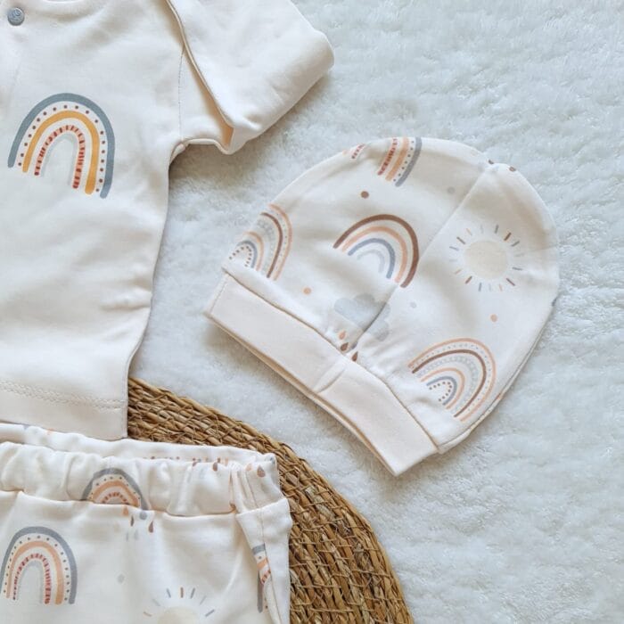 Gökkuşağı Desenli Hastane Çıkış Seti - Görsel 2