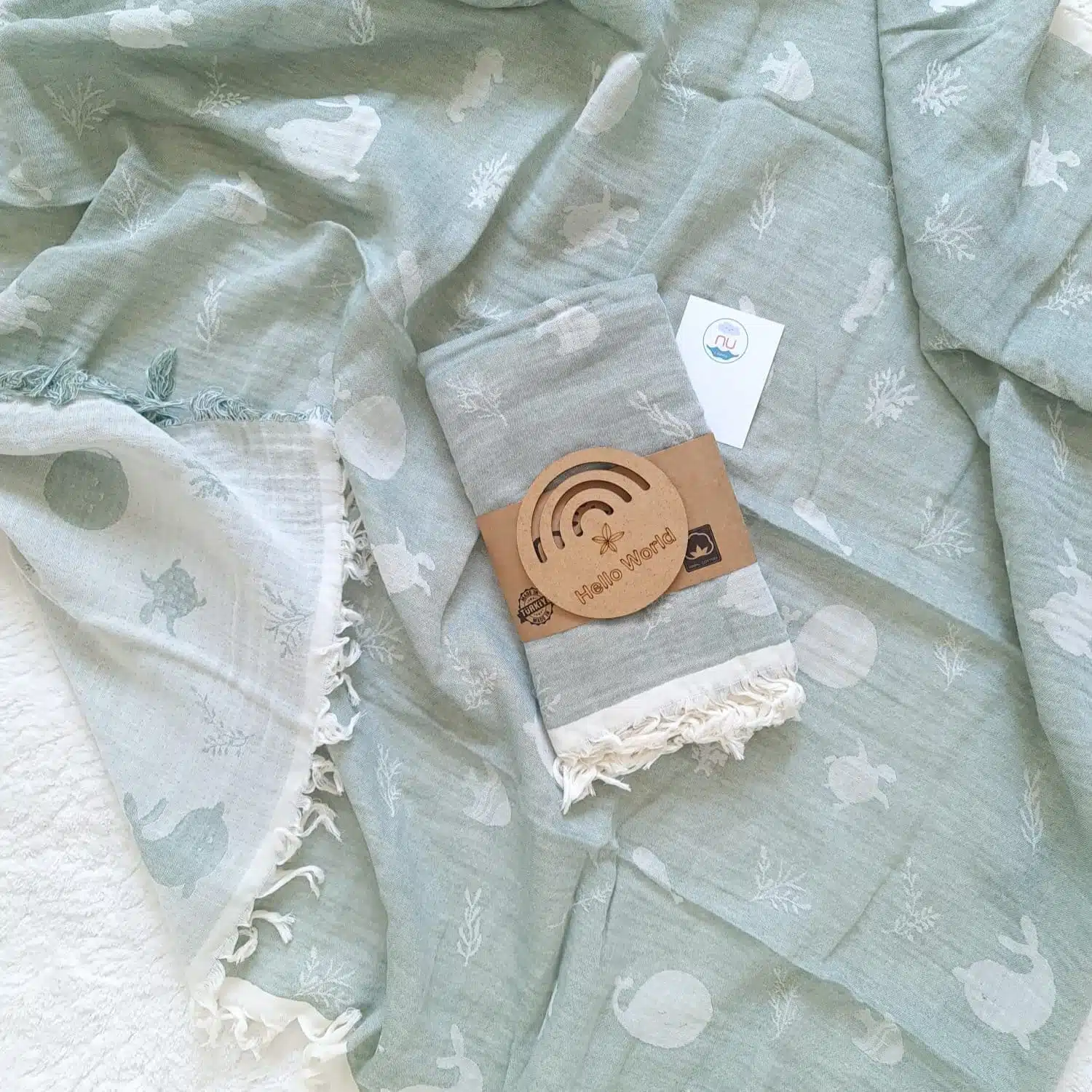 Green Sea Muslin Örtü - Görsel 1