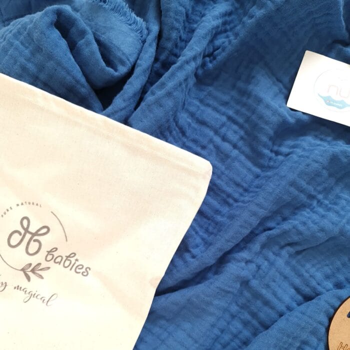 indigo Mavi 4 Katlı Muslin Battaniye - Görsel 2