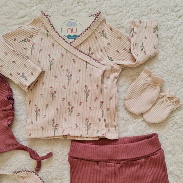 Mıld Çiçekli Mürdüm Hastane Çıkış Seti - Görsel 2