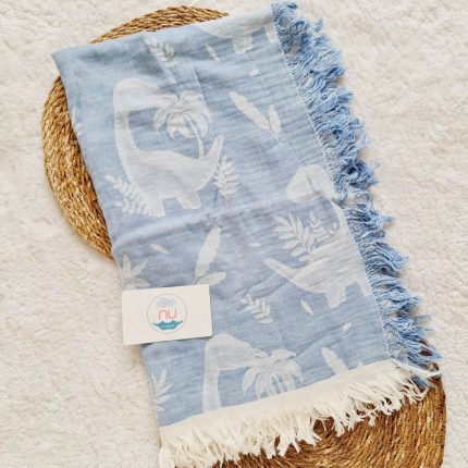 Dino Blue 2 Katlı Muslin Battaniye