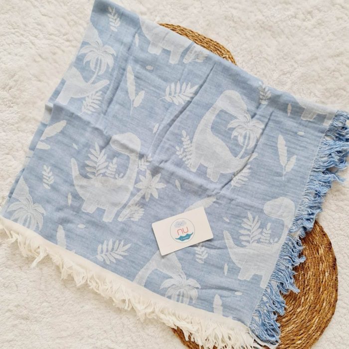 Dino Blue 2 Katlı Muslin Battaniye - Görsel 2